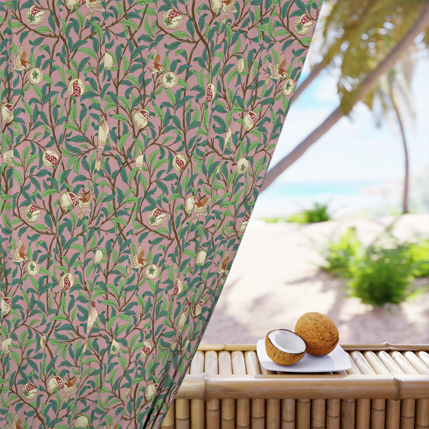 Blackout Window Curtain inspired by William Morris (1 Piece) - Bird & Pomegranate Collection (Rosella)