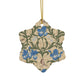 Ceramic Christmas Ornaments inspired by William Morris - Blue Iris Collection - Double Sided Print: 1pc, 3pcs, 5pcs, 10pcs