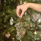 Wooden Christmas Ornaments inspired by William Morris - Rose Wreath Collection