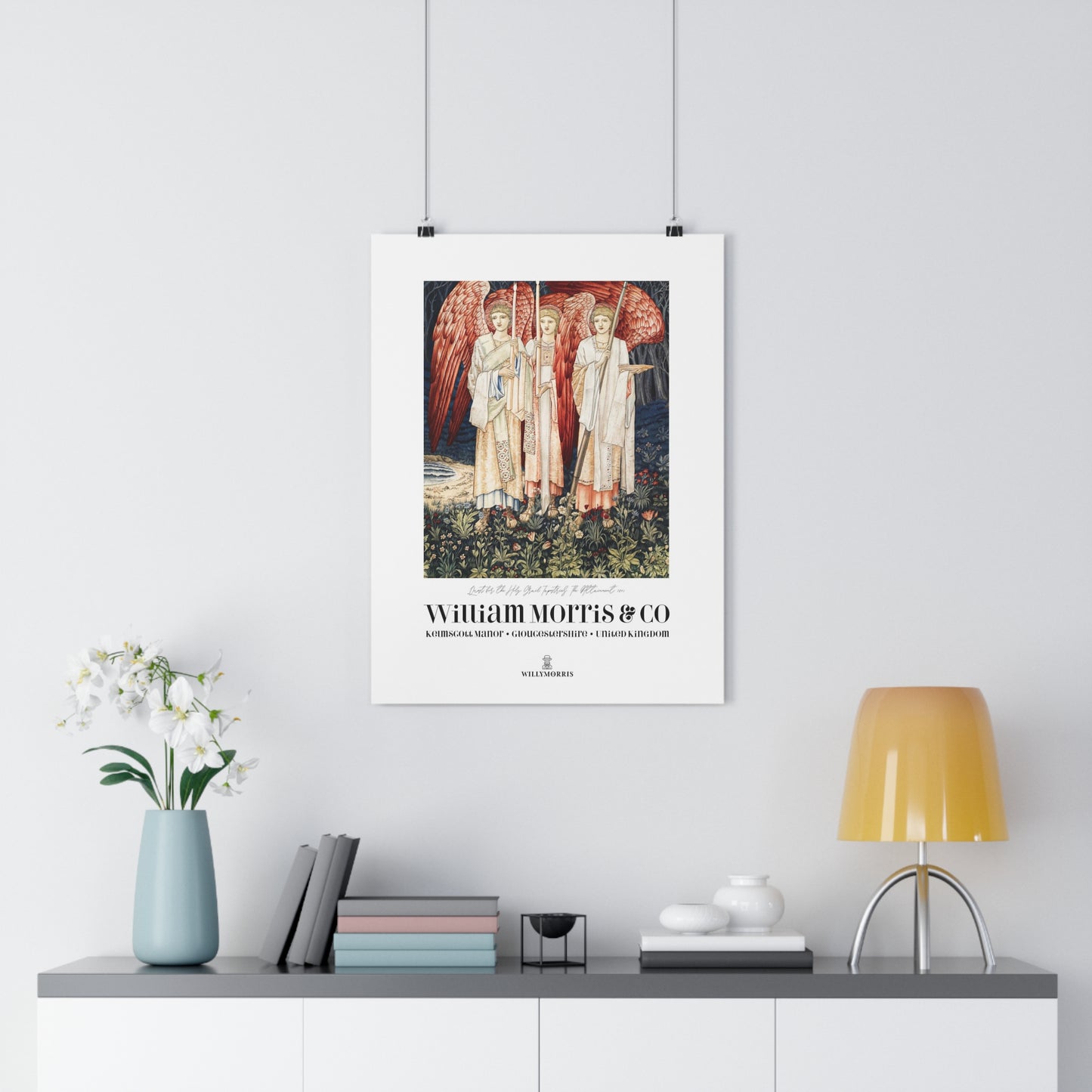 Giclée Art Print inspired by William Morris - Quest for the Holy Grail Collection (Red Angels)