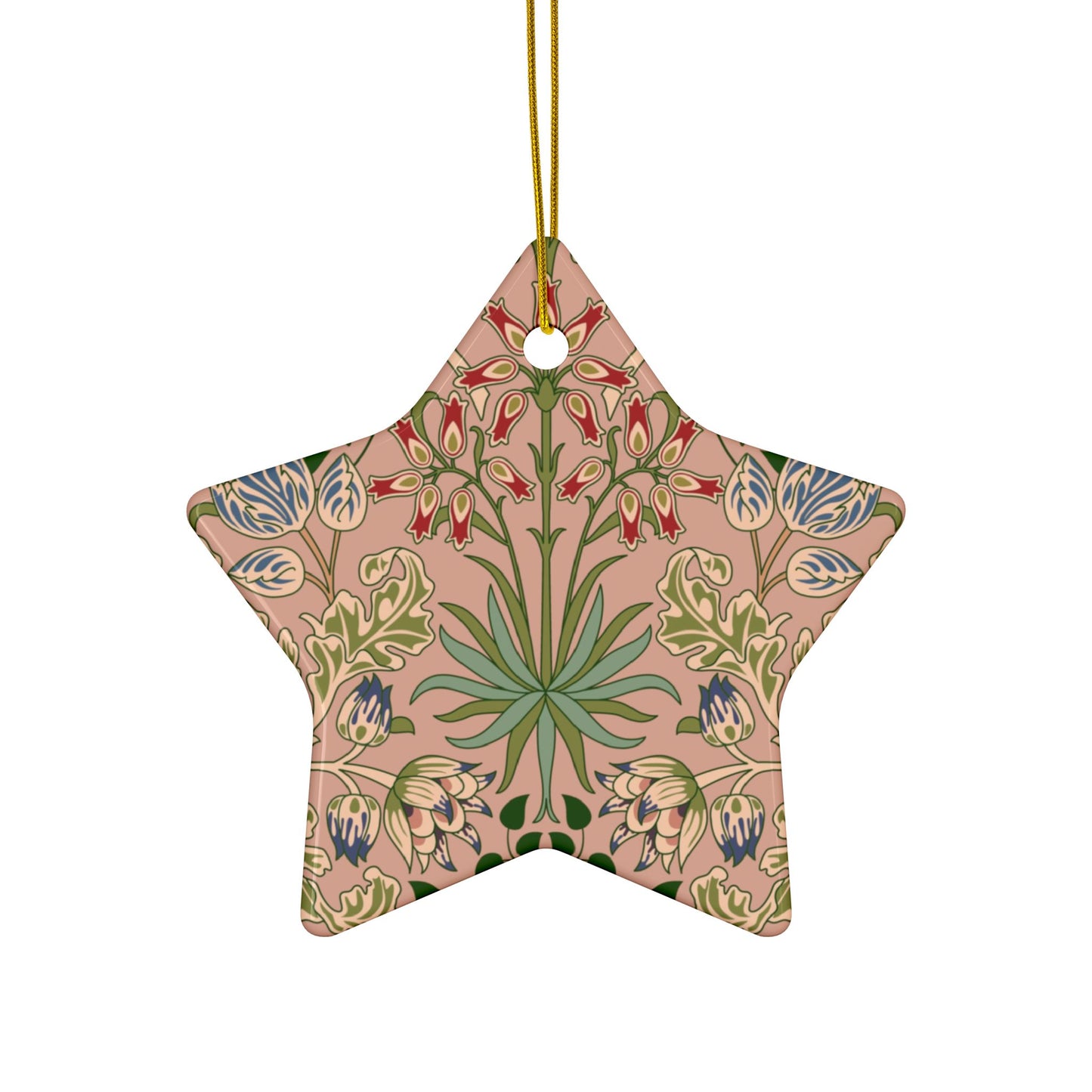 Ceramic Christmas Ornaments inspired by William Morris - Hyacinth Collection (Blossom) - Double Sided Print: 1pc, 3pcs, 5pcs, 10pcs