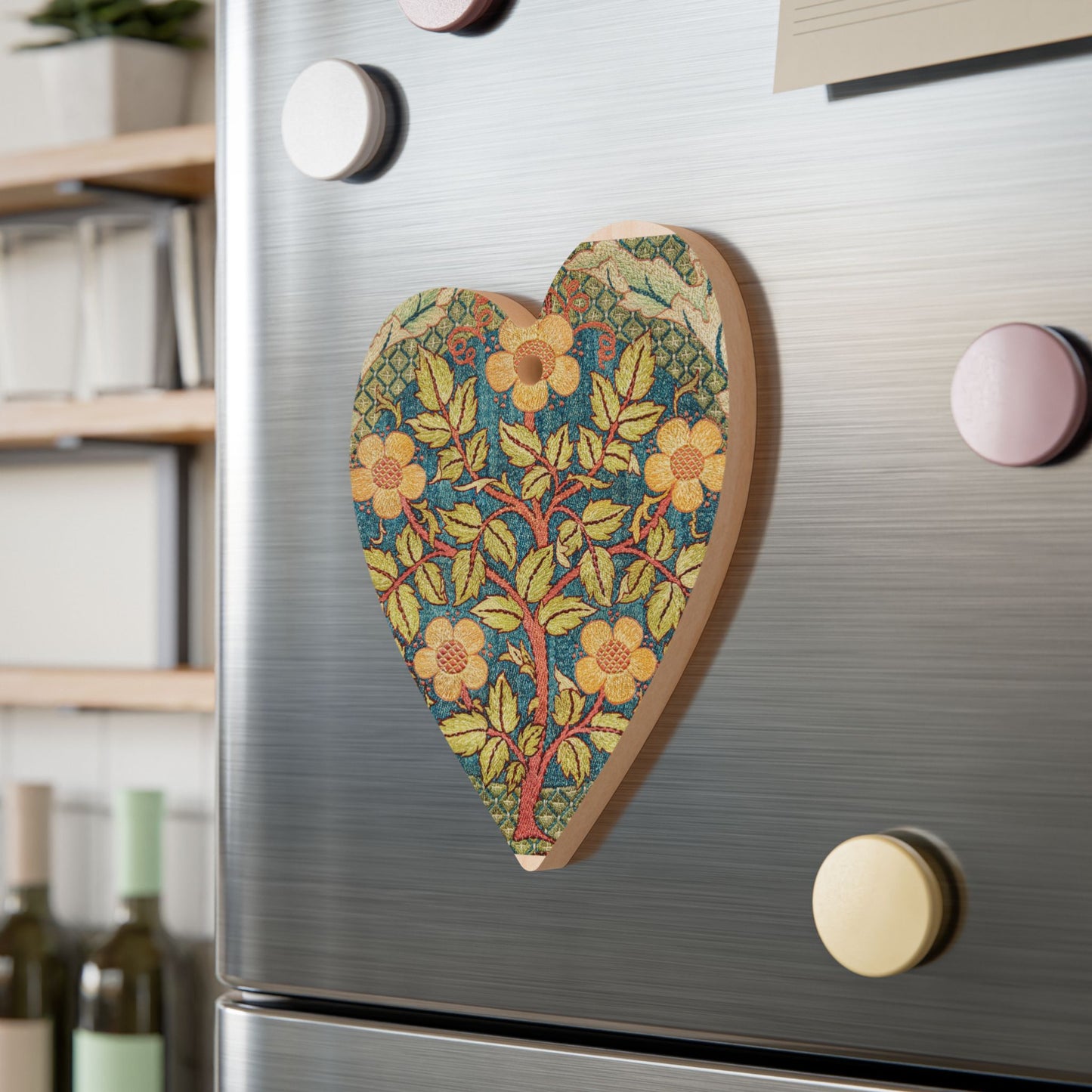 Wooden Christmas Ornaments inspired by William Morris - Rose Wreath Collection