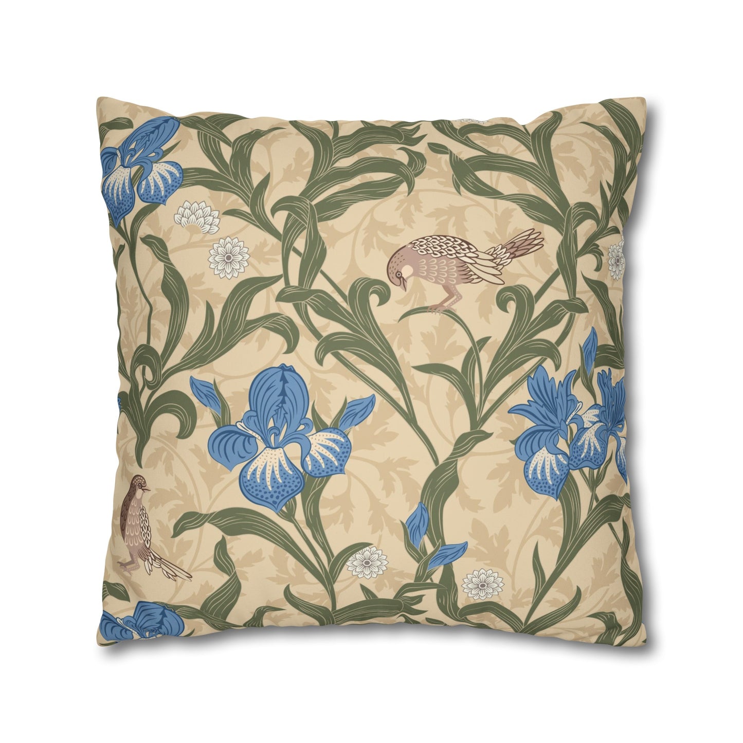 Faux Suede Cushion Cover inspired by William Morris - Blue Iris Collection