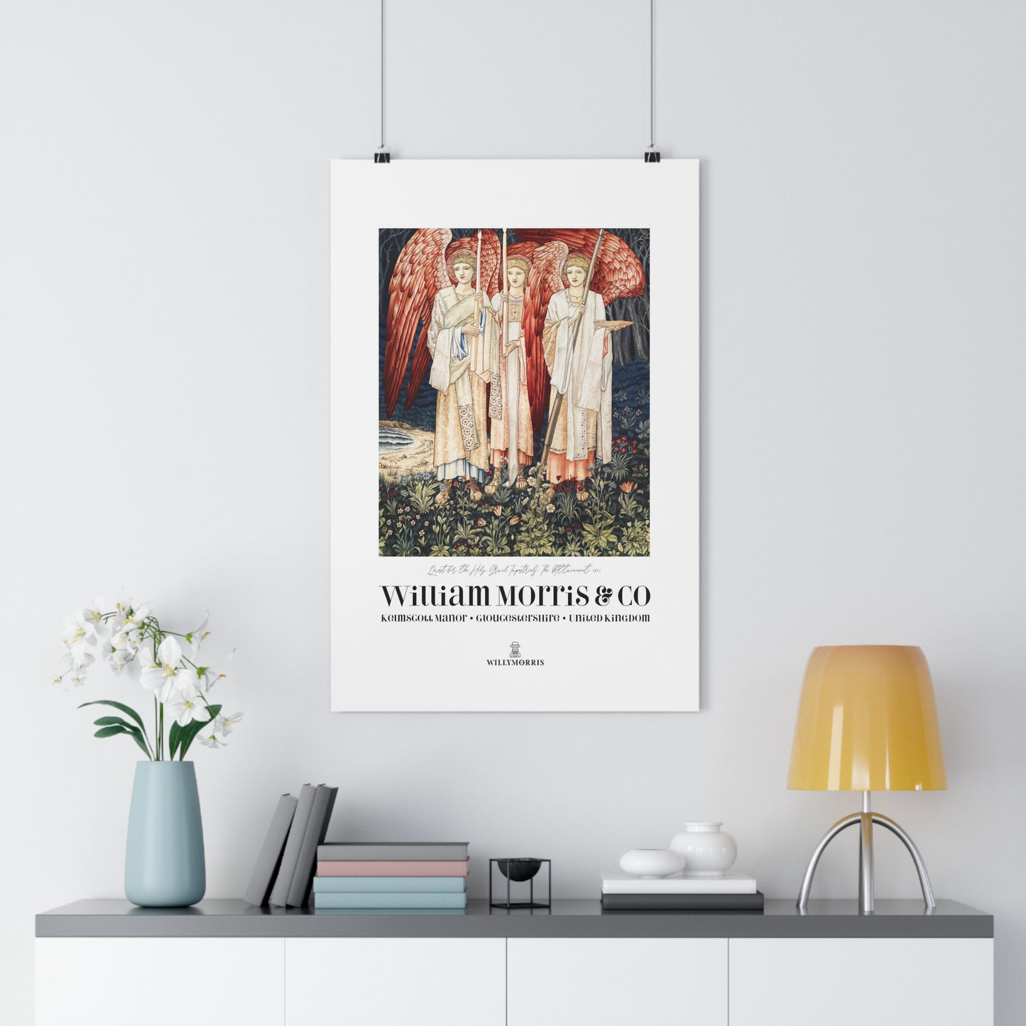 Giclée Art Print inspired by William Morris - Quest for the Holy Grail Collection (Red Angels)