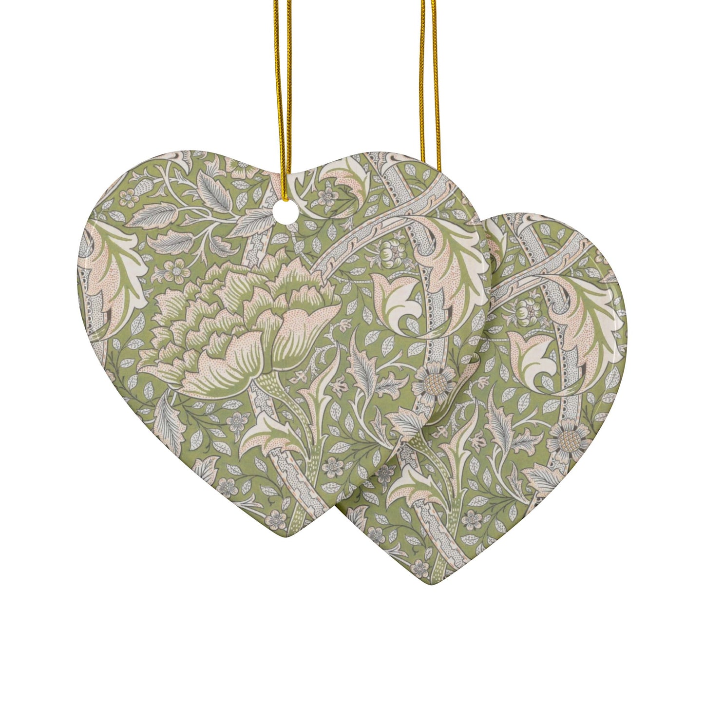Ceramic Christmas Ornaments inspired by William Morris - Windrush Collection (Brook) - Double Sided Print: 1pc, 3pcs, 5pcs, 10pcs