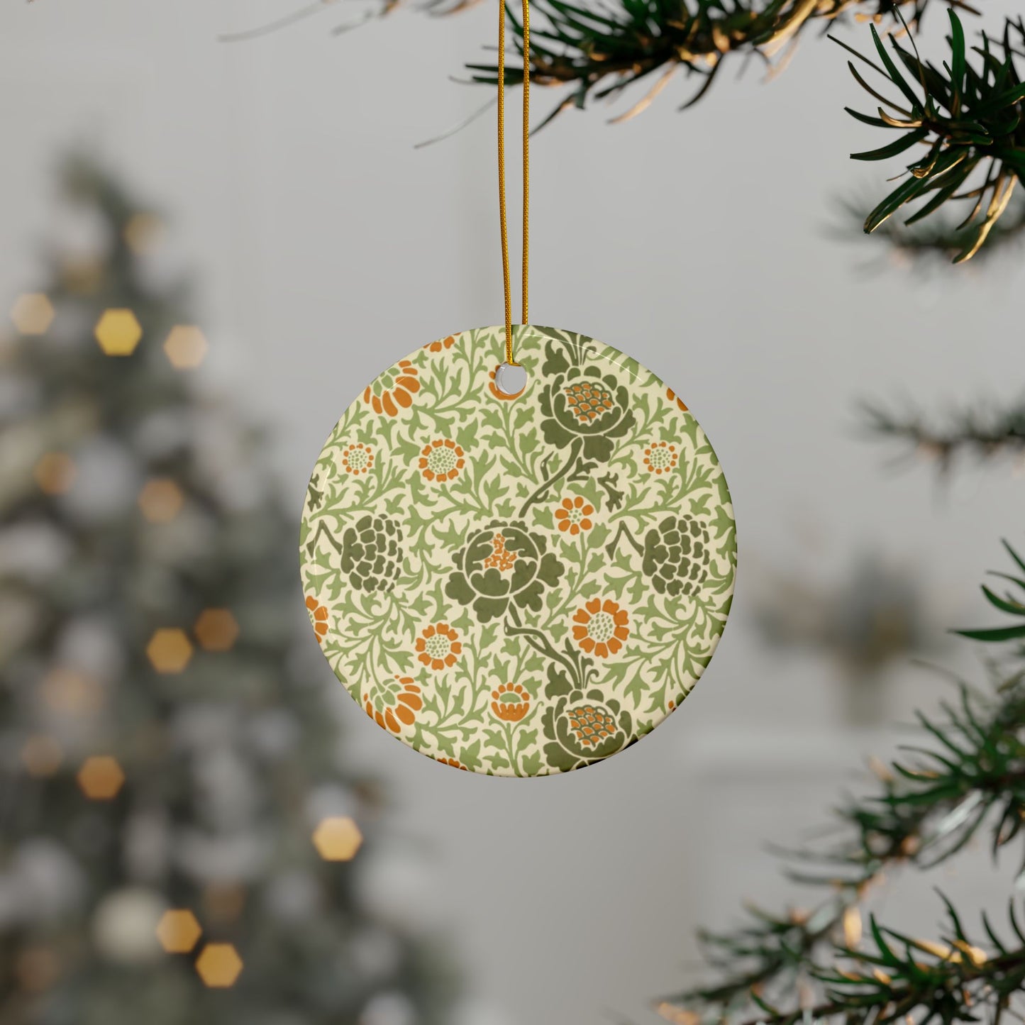 Ceramic Christmas Ornaments inspired by William Morris - Grafton Collection - Double Sided Print: 1pc, 3pcs, 5pcs, 10pcs