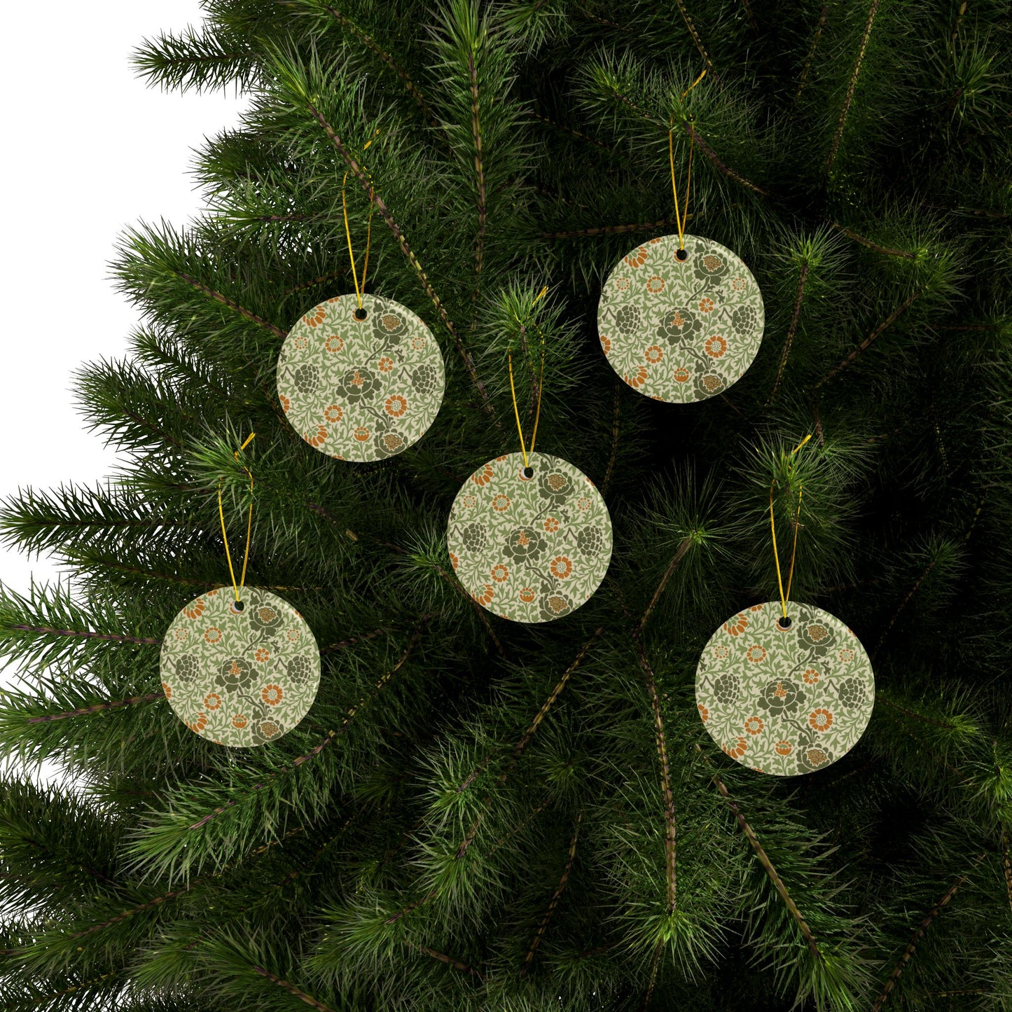 Ceramic Christmas Ornaments inspired by William Morris - Grafton Collection - Double Sided Print: 1pc, 3pcs, 5pcs, 10pcs