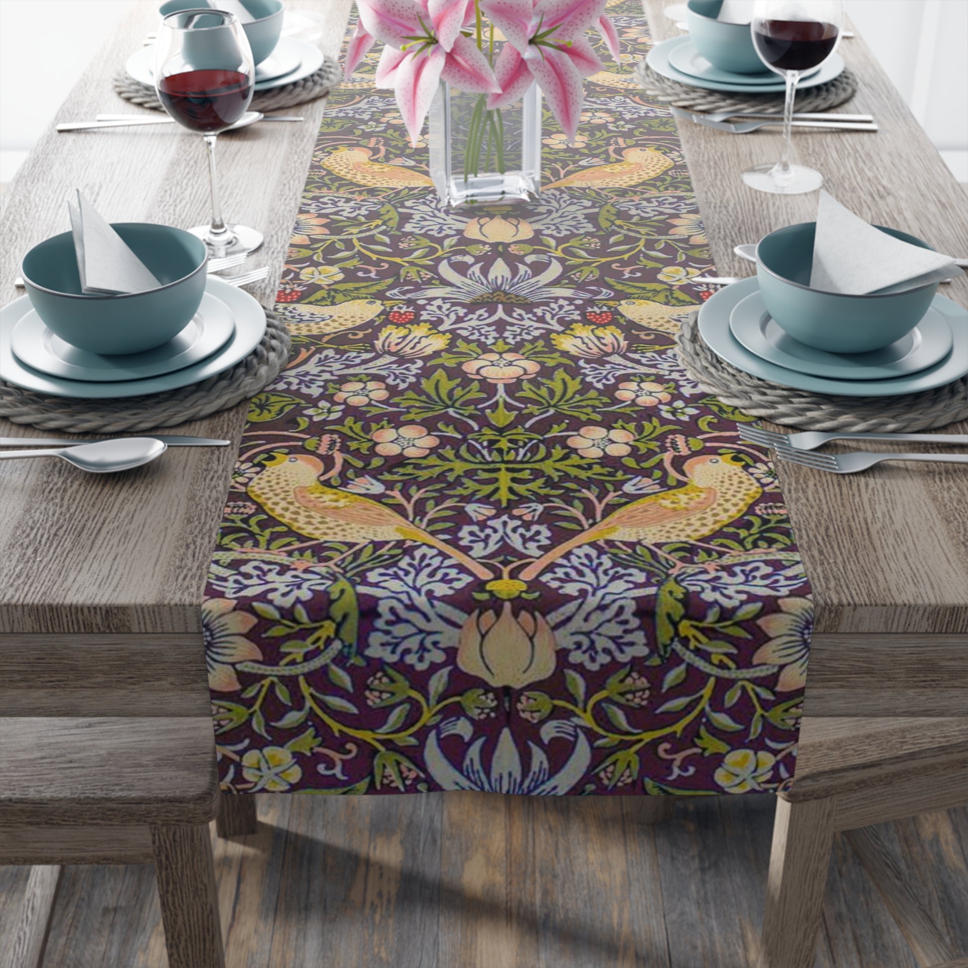 william-morris-co-table-runner-strawberry-thief-collection-damson-9