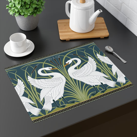 Art Nouveau Swan Placemat — Elegant Vintage Table Decor