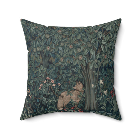 william-morris-co-faux-suede-cushion-green-forest-collection-fox-1