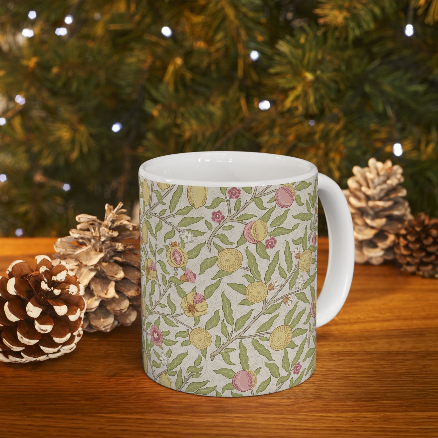 Ceramic Mug inspired by William Morris - Four Fruits Collection (Sand)