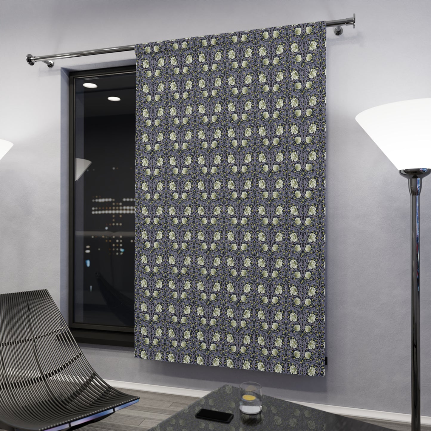 Blackout Window Curtain inspired by William Morris (1 Piece) - Pimpernel Collection (Lavender)