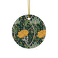 Ceramic Christmas Ornaments inspired by William Morris - Chrysanthemum Collection (Yellow) - Double Sided Print: 1pc, 3pcs, 5pcs, 10pcs