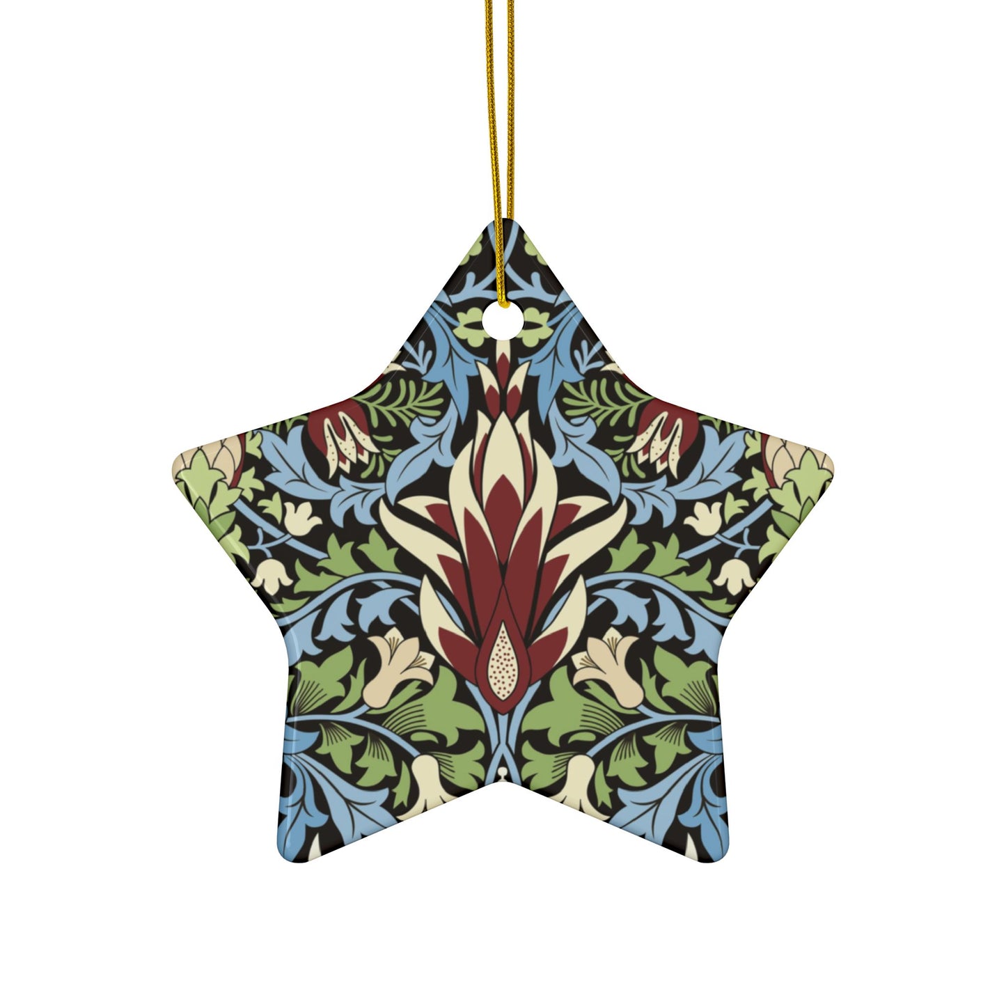 Ceramic Christmas Ornaments inspired by William Morris - Snakeshead Collection - Double Sided Print: 1pc, 3pcs, 5pcs, 10pcs