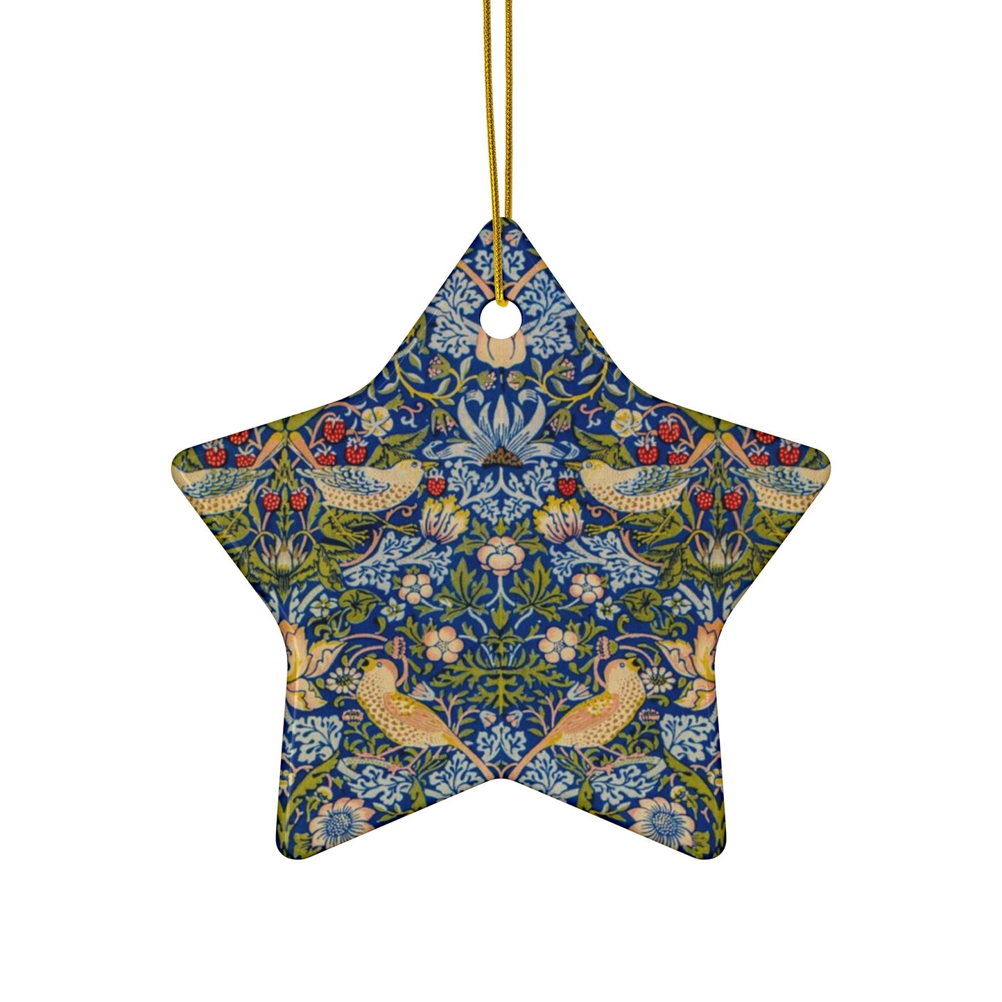 Ceramic Christmas Ornaments inspired by William Morris - Strawberry Thief Collection (Indigo) - Double Sided Print: 1pc, 3pcs, 5pcs, 10pcs