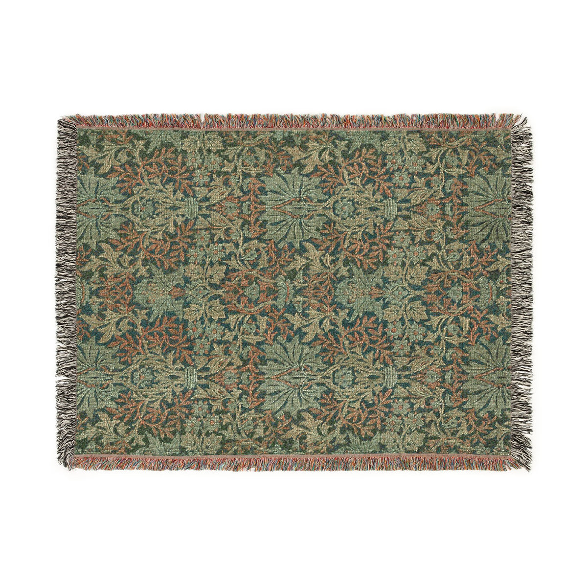 Woven Cotton Blanket inspired by William Morris - Flower Garden Collection