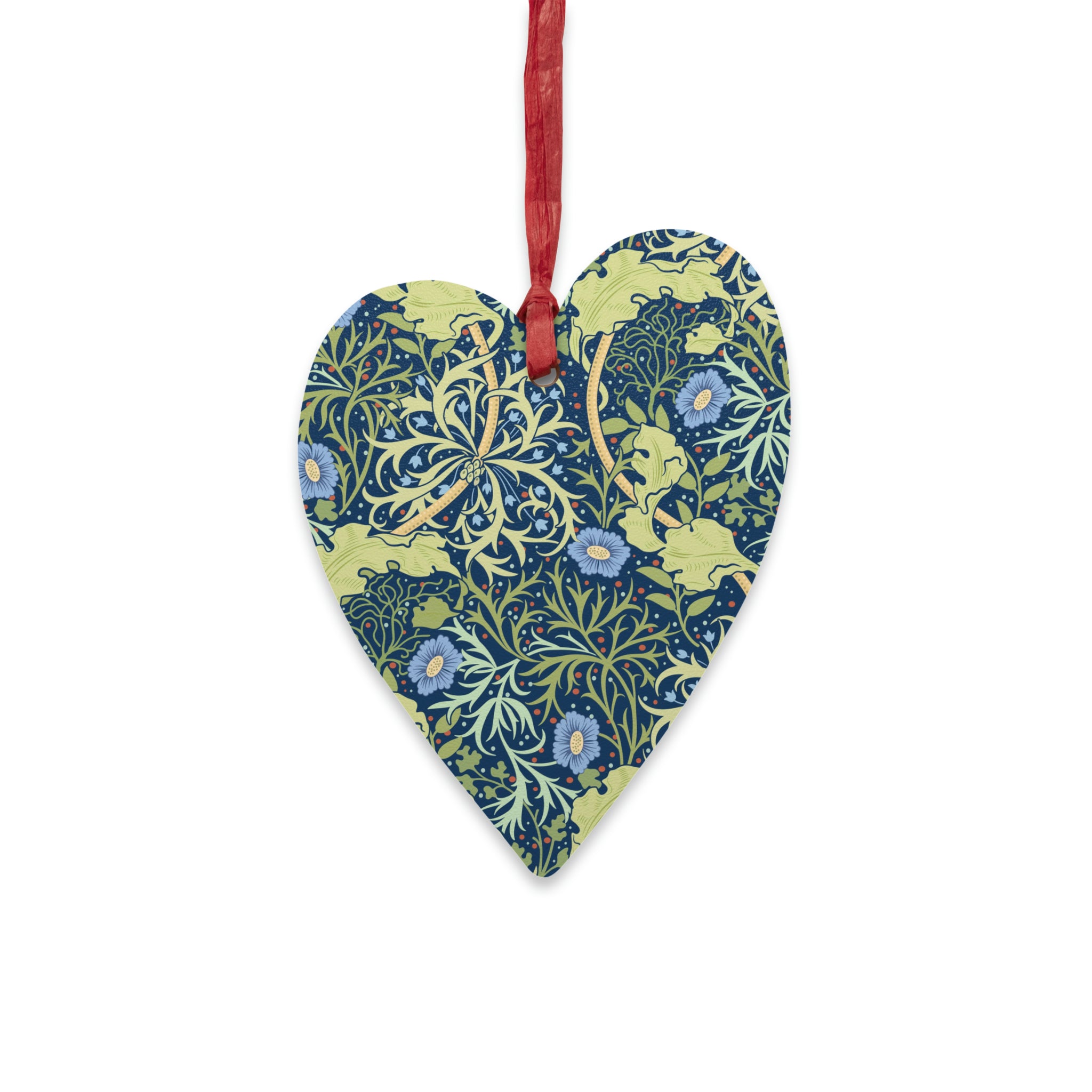 Wooden Christmas Ornaments by William Morris - Seaweed (Blue