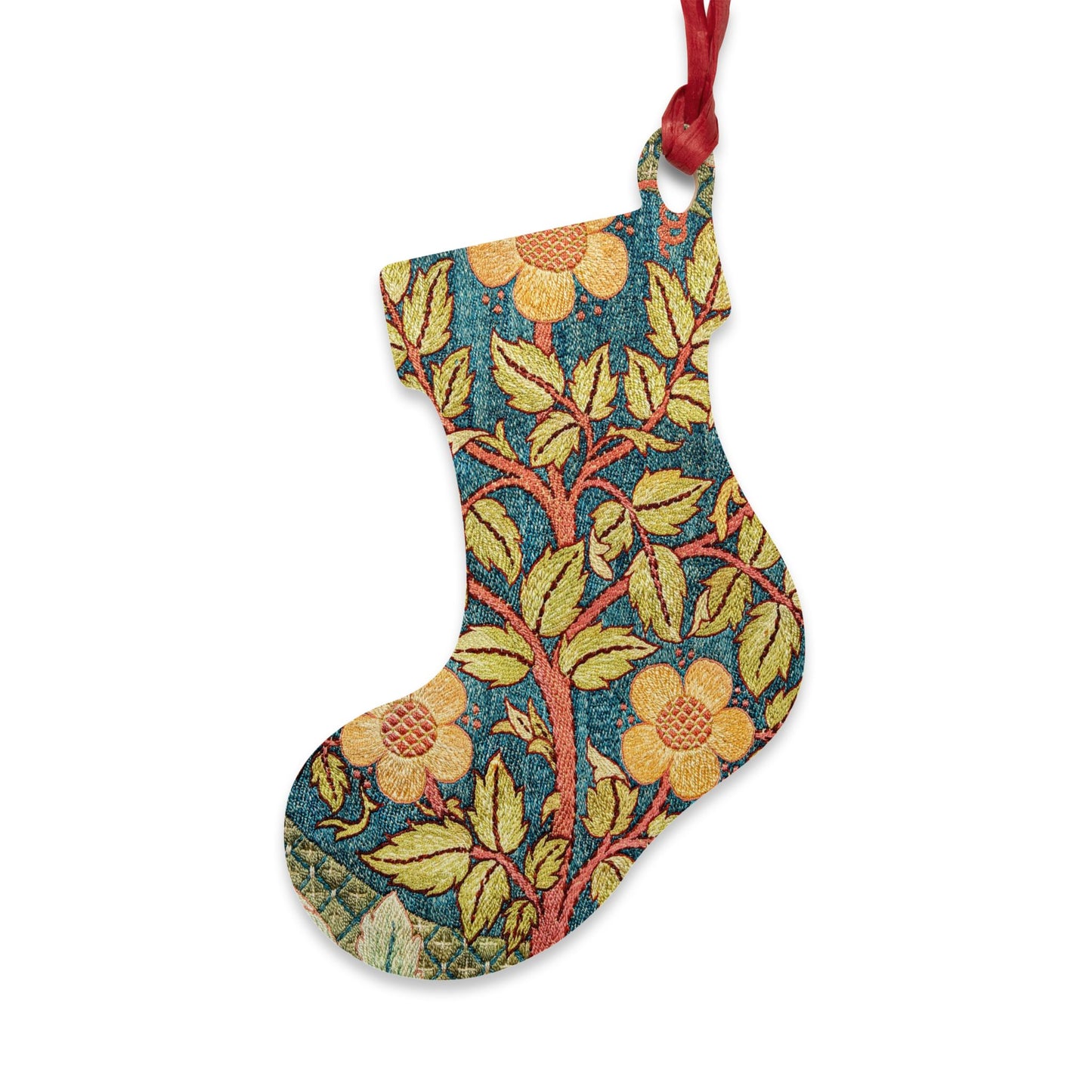 Wooden Christmas Ornaments inspired by William Morris - Rose Wreath Collection