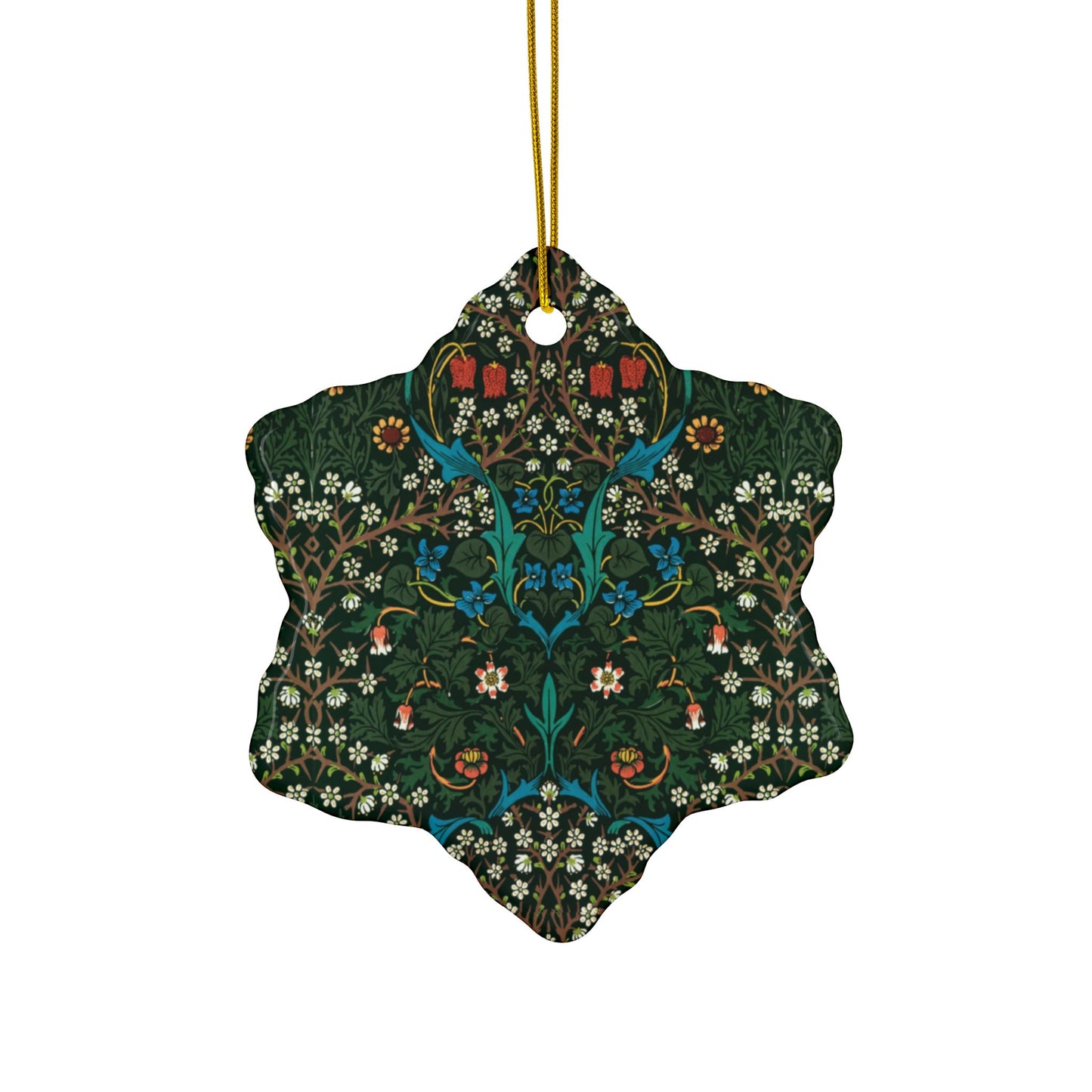 Ceramic Christmas Ornaments inspired by William Morris - Tulip Collection - Double Sided Print: 1pc, 3pcs, 5pcs, 10pcs