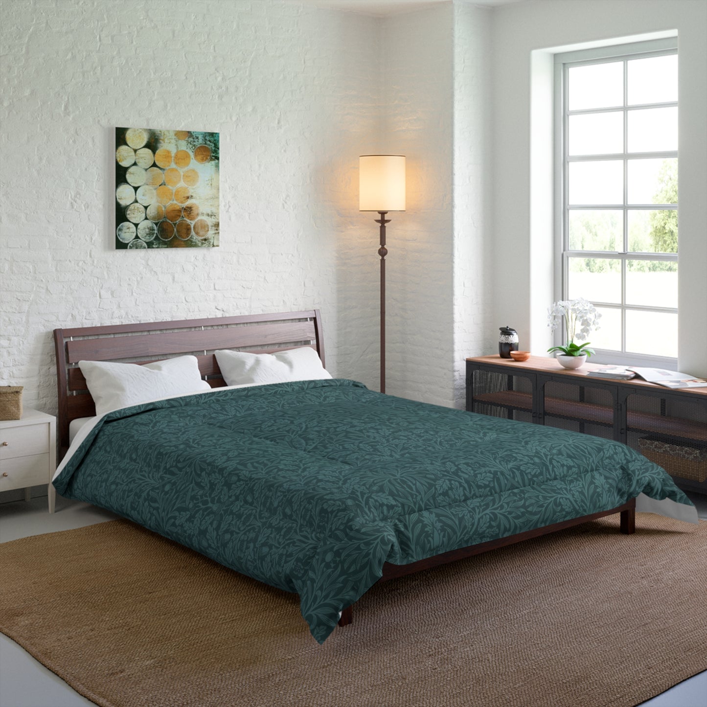 Comforter inspired by William Morris - Acorns & Oak Leaves Collection (Teal)