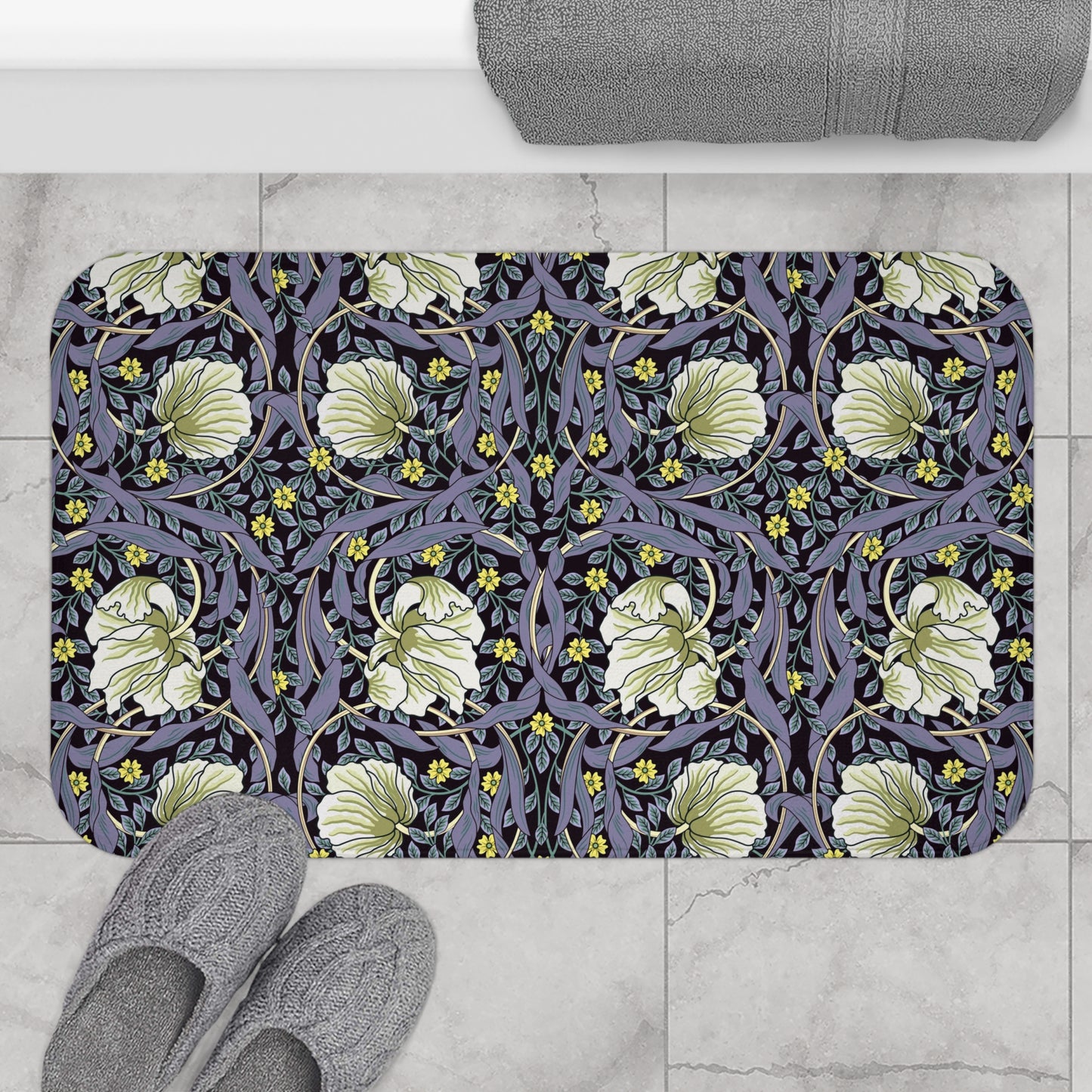 Microfibre Bath Mat inspired by William Morris - Pimpernel Collection (Lavender)