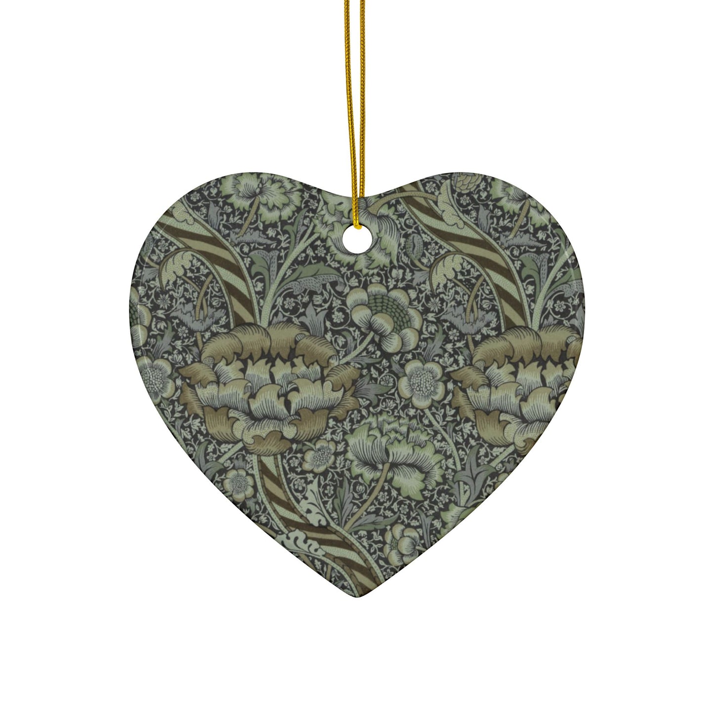 Ceramic Christmas Ornaments inspired by William Morris - Wandle Collection (Grey) - Double Sided Print: 1pc, 3pcs, 5pcs, 10pcs