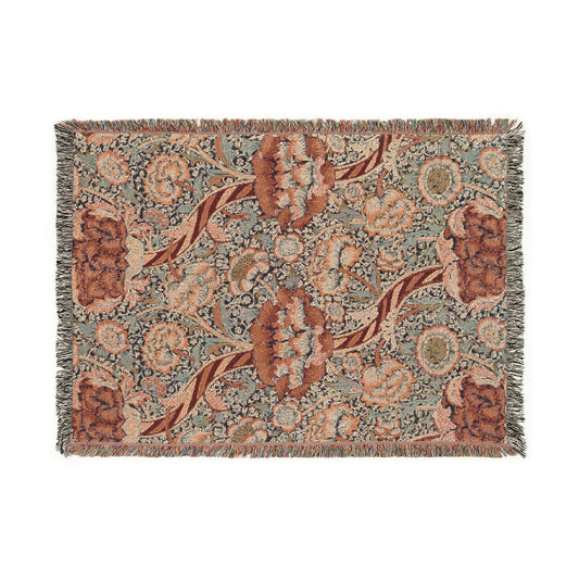 woven-cotton-blanket-by-william-morris-wandle-collection-red-1