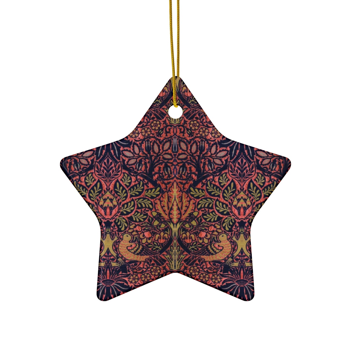 Ceramic Christmas Ornaments inspired by William Morris - Dove & Rose Collection - Double Sided Print: 1pc, 3pcs, 5pcs, 10pcs