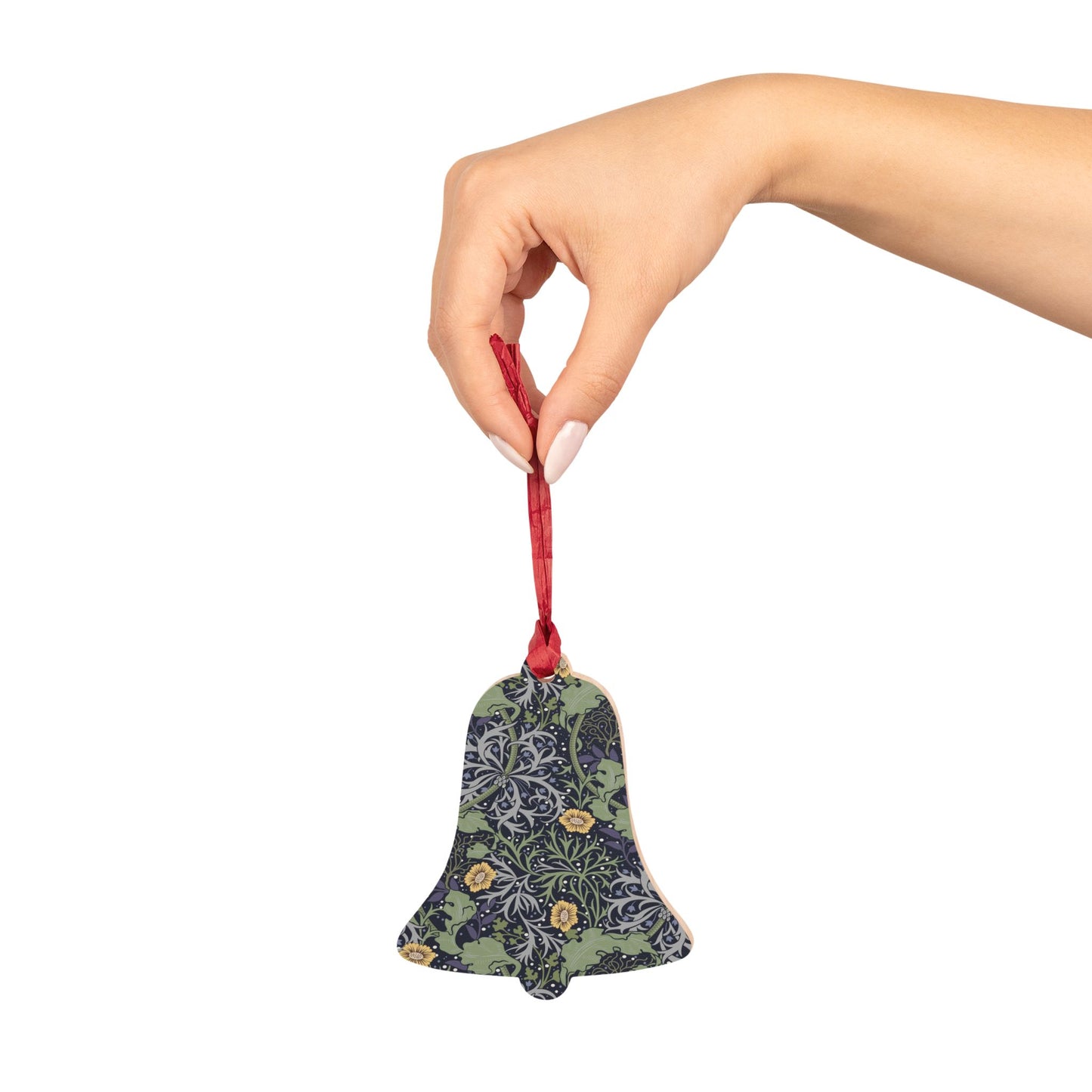 Wooden Christmas Ornaments inspired by William Morris - Seaweed Collection (Yellow Flower)