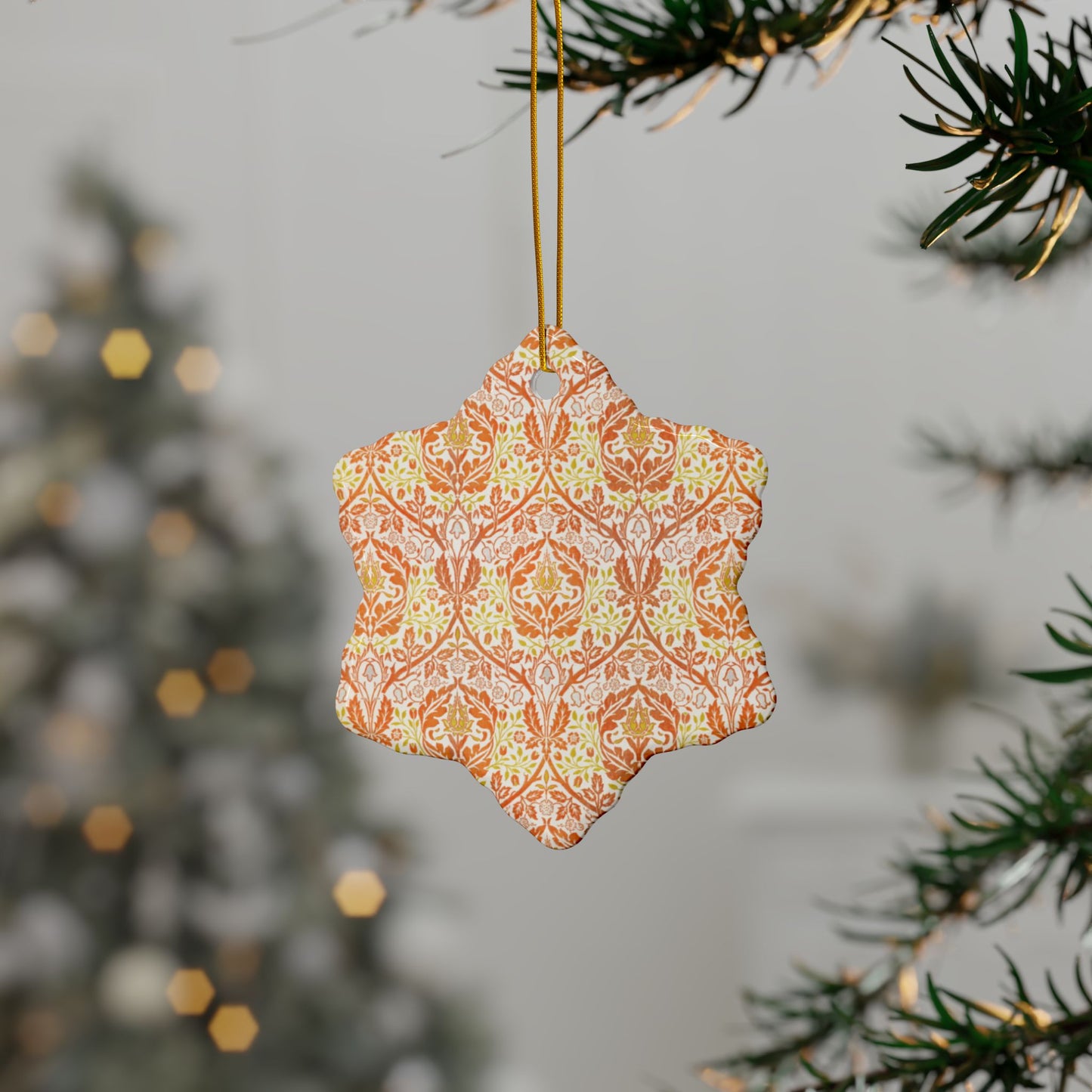 Ceramic Christmas Ornaments inspired by William Morris - Golden Bough Collection - Double Sided Print: 1pc, 3pcs, 5pcs, 10pcs