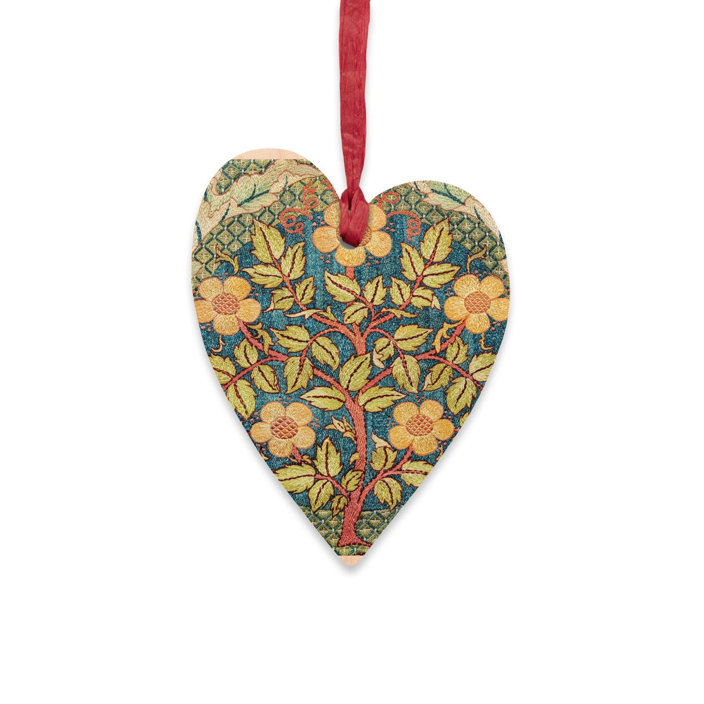 Wooden Christmas Ornaments inspired by William Morris - Rose Wreath Collection