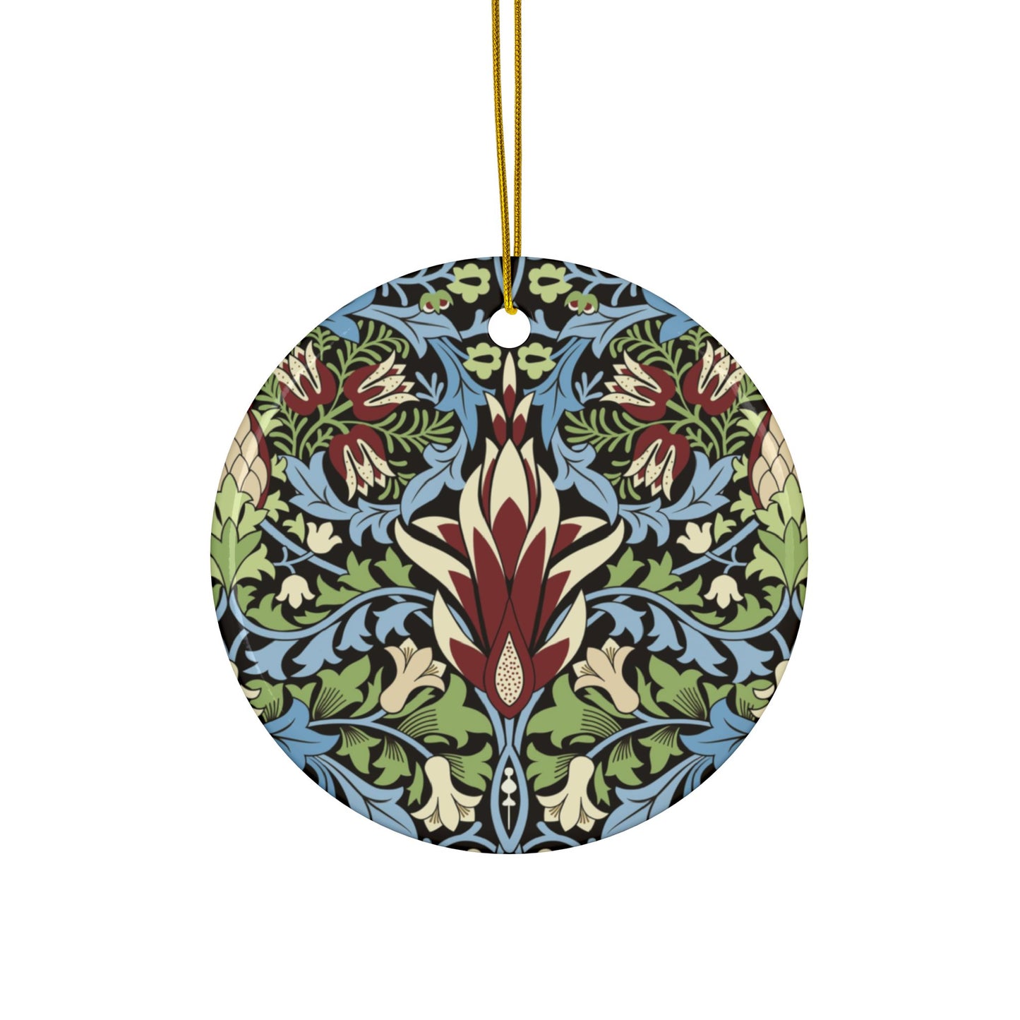 Ceramic Christmas Ornaments inspired by William Morris - Snakeshead Collection - Double Sided Print: 1pc, 3pcs, 5pcs, 10pcs