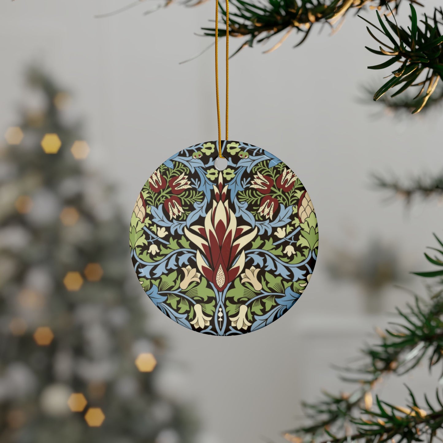 Ceramic Christmas Ornaments inspired by William Morris - Snakeshead Collection - Double Sided Print: 1pc, 3pcs, 5pcs, 10pcs