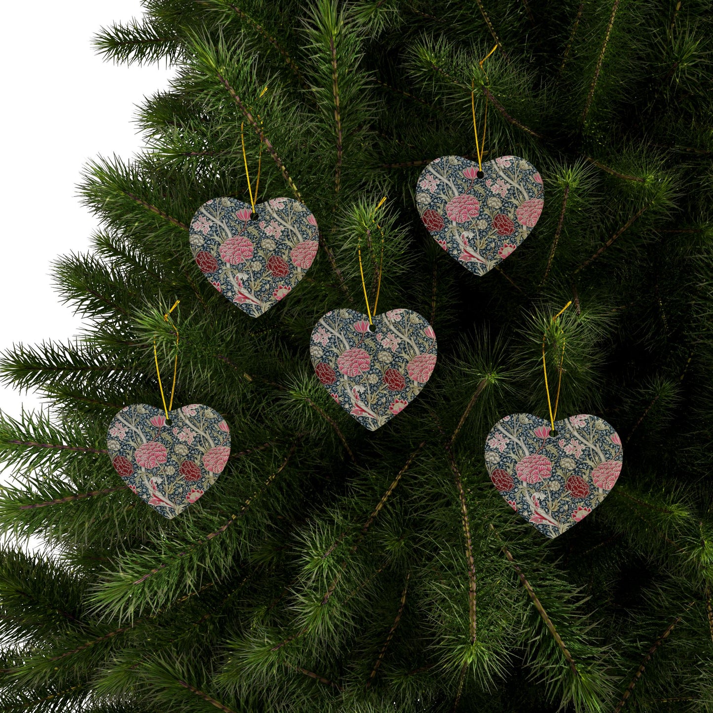 Ceramic Christmas Ornaments inspired by William Morris - Cray Collection - Double Sided Print: 1pc, 3pcs, 5pcs, 10pcs