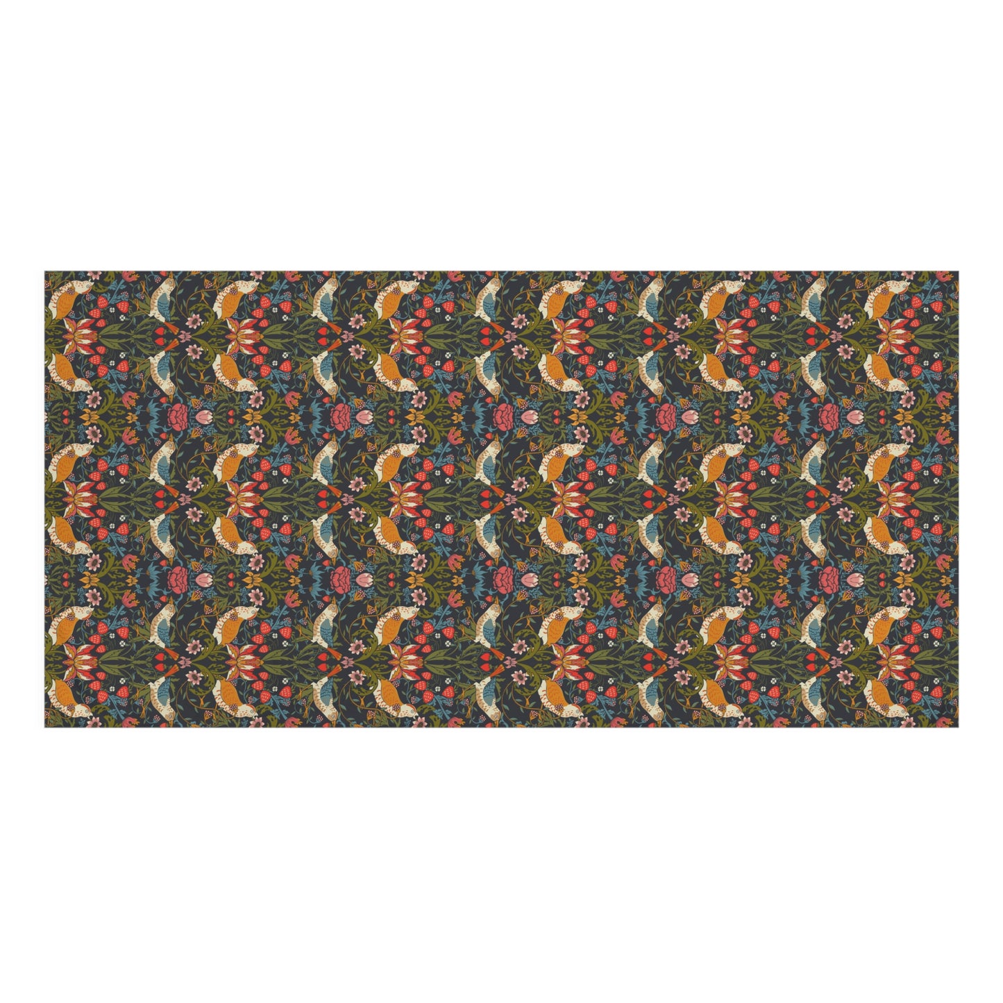 Bath Towel inspired by William Morris - Strawberry Thief Collection (Ebony)