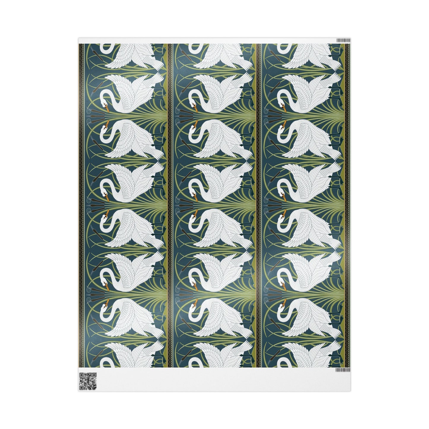Gift Wrapping Paper inspired by William Morris - White Swan Collection (Spruce)
