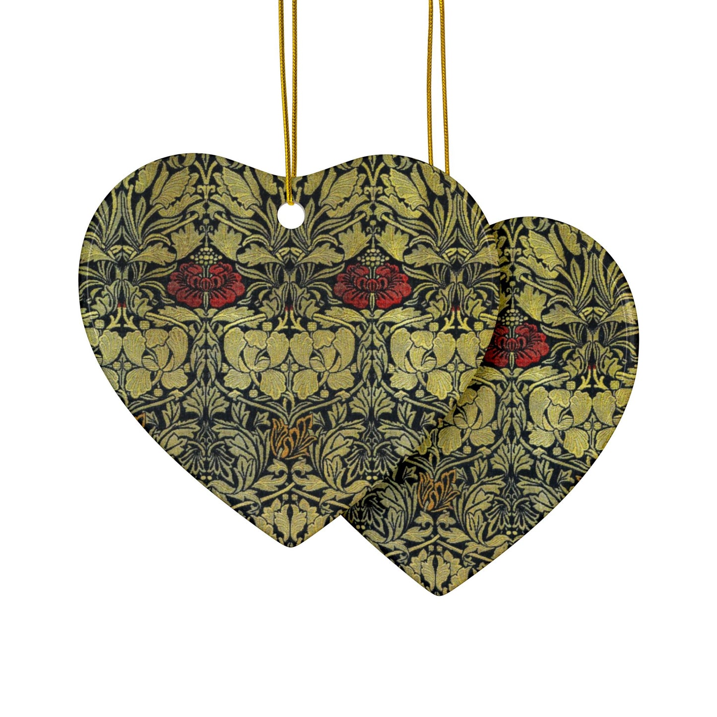 Ceramic Christmas Ornaments inspired by William Morris - Tulip & Rose Collection - Double Sided Print: 1pc, 3pcs, 5pcs, 10pcs