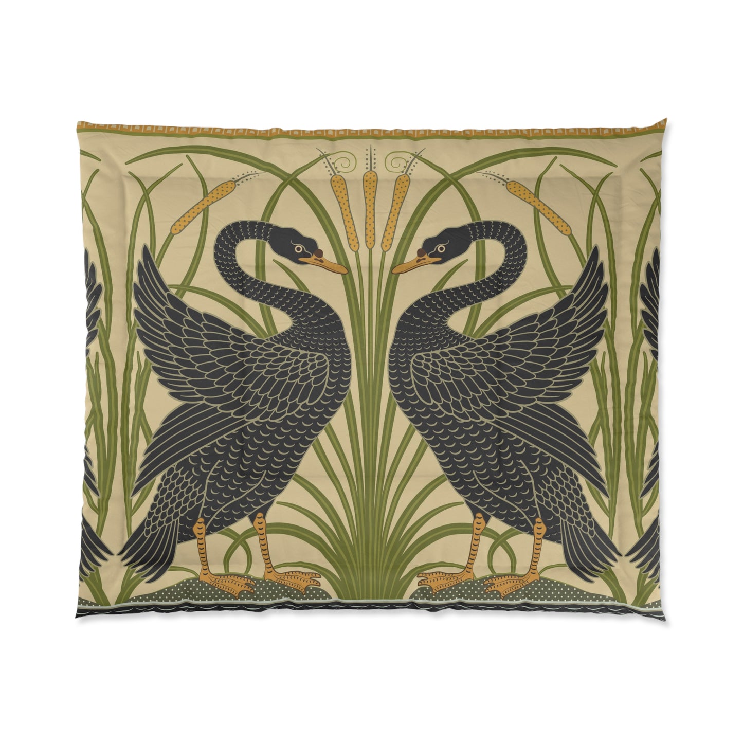 Comforter inspired by William Morris - Black Swan Collection (Cygnus Aatratus)