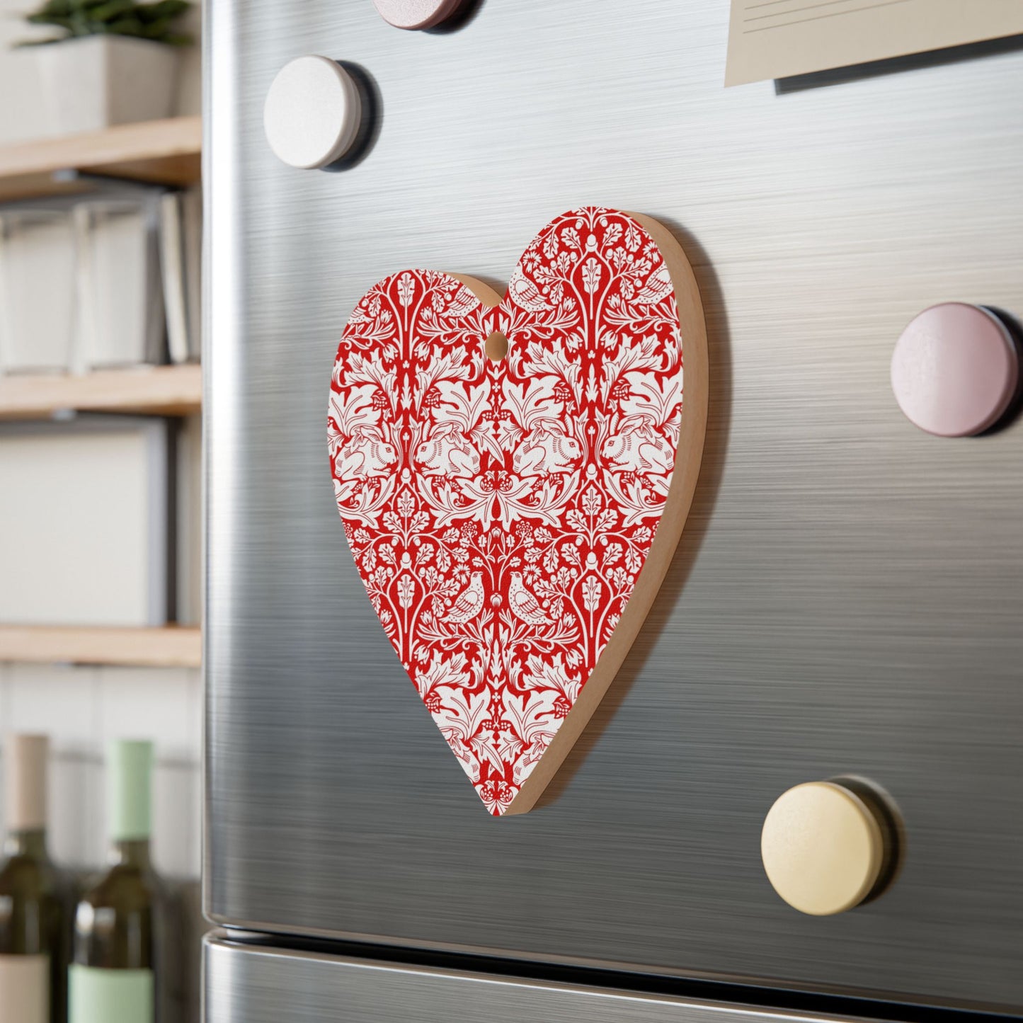 Wooden Christmas Ornaments inspired by William Morris - Brer Rabbit Collection (Red)