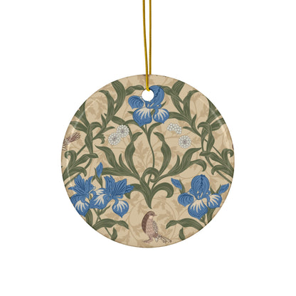 Ceramic Christmas Ornaments inspired by William Morris - Blue Iris Collection - Double Sided Print: 1pc, 3pcs, 5pcs, 10pcs