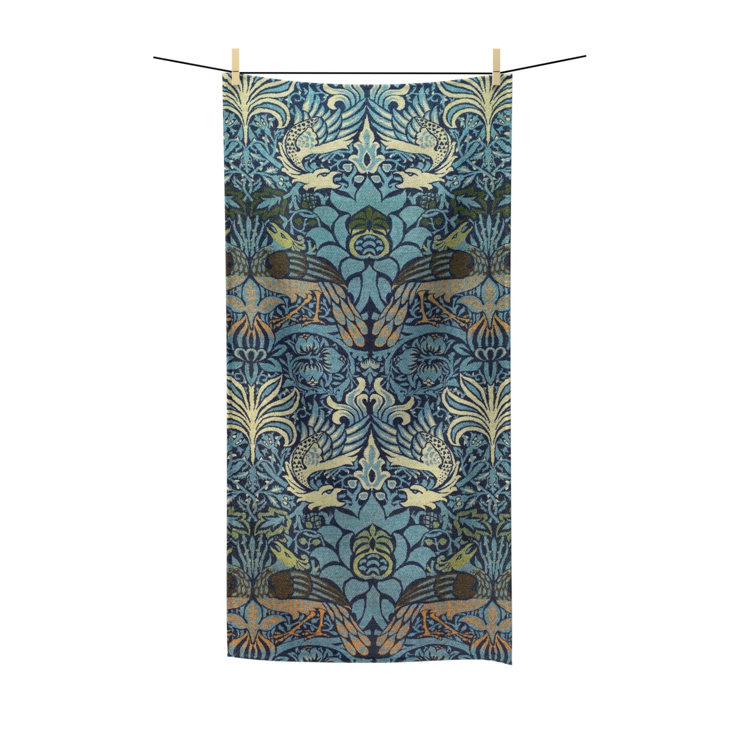 Luxury Polycotton Towel inspired by William Morris - Peacock and Dragon Collection