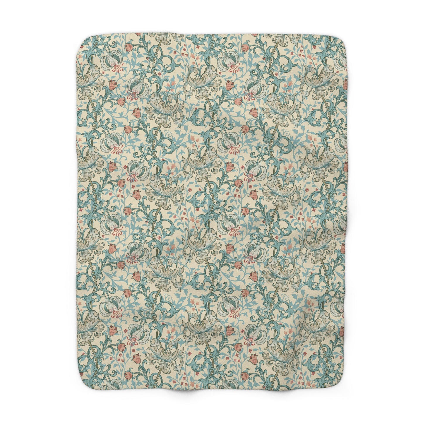 Sherpa Fleece Blanket inspired by William Morris - Golden Lily Collection (Mineral)