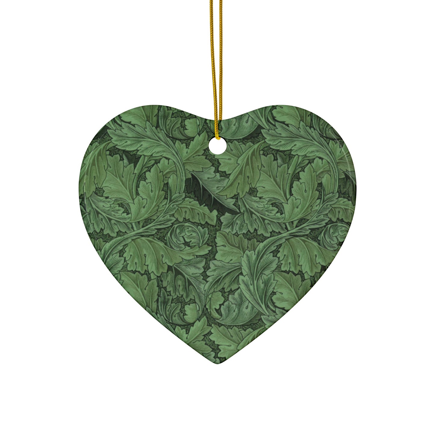 Ceramic Christmas Ornaments inspired by William Morris - Acanthus Collection (Green) - Double Sided Print: 1pc, 3pcs, 5pcs, 10pcs