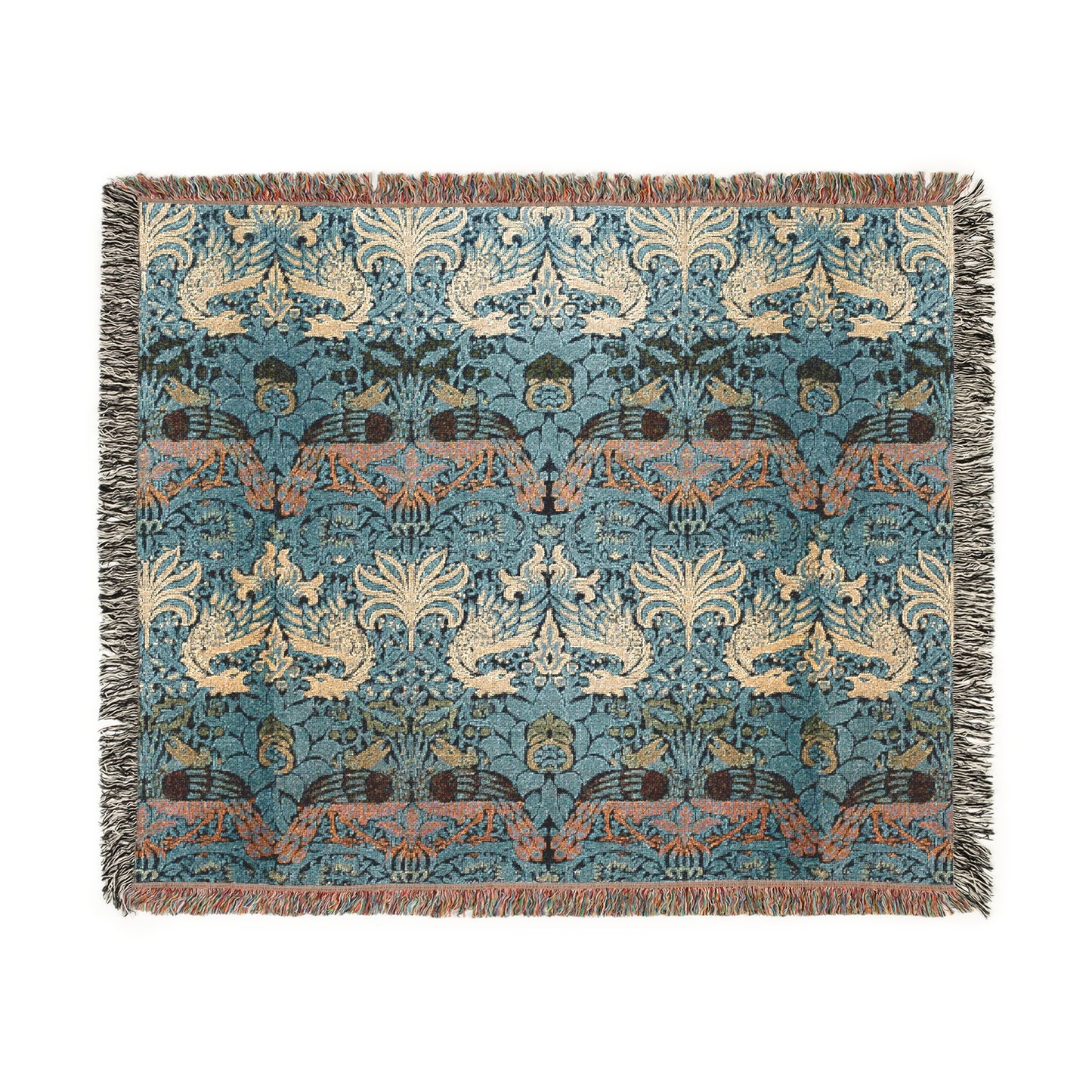 woven-cotton-blanket-william-morris-peacock-dragon-collection-3