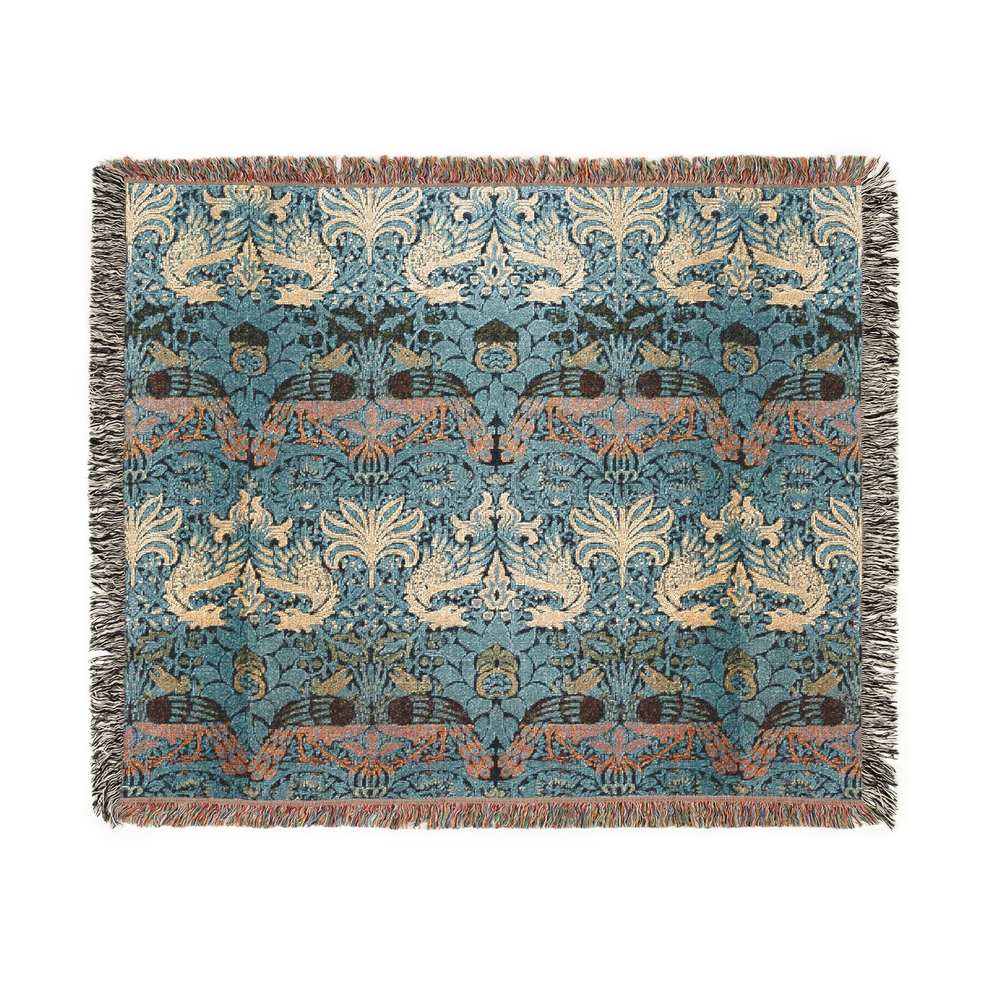 woven-cotton-blanket-william-morris-peacock-dragon-collection-3