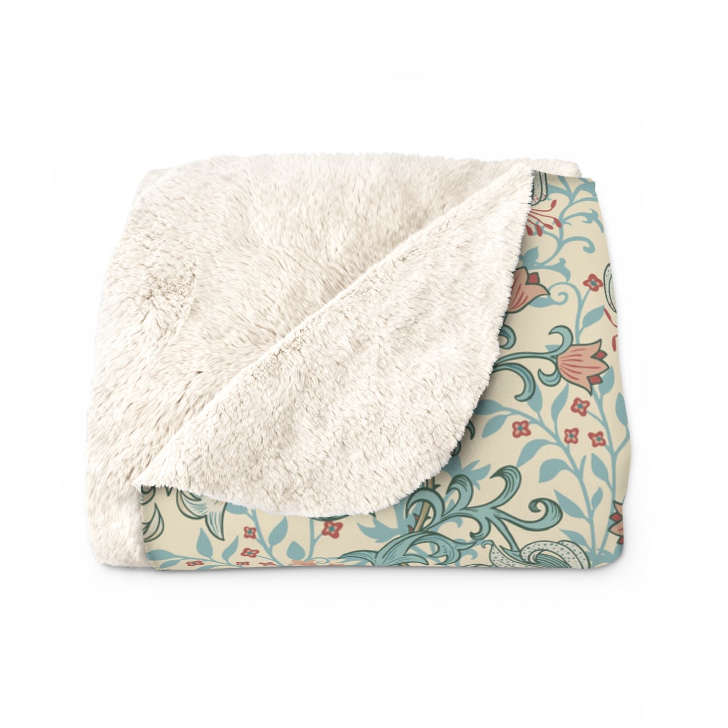 Sherpa Fleece Blanket inspired by William Morris - Golden Lily Collection (Mineral)