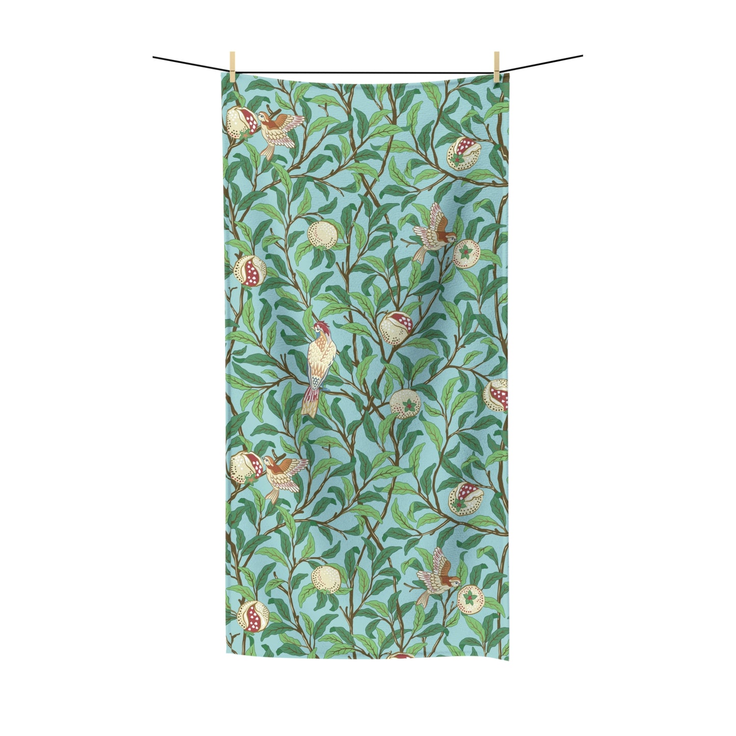 William Morris & Co Luxury Polycotton Towel - Bird and Pomegranate Collection (Tiffany Blue)