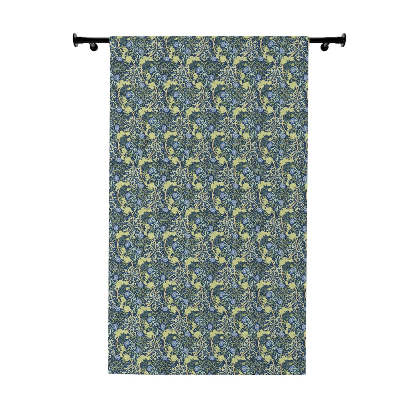 Blackout Window Curtain inspired by William Morris (1 Piece) - Seaweed Collection (Blue Flower)