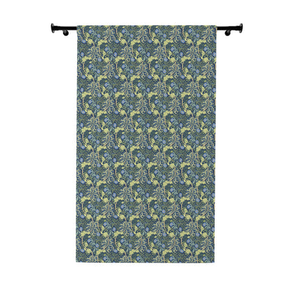 Blackout Window Curtain inspired by William Morris (1 Piece) - Seaweed Collection (Blue Flower)