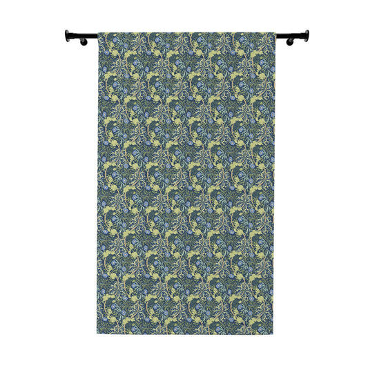 Blackout Window Curtain inspired by William Morris (1 Piece) - Seaweed Collection (Blue Flower)